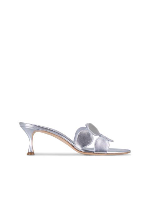Manolo Blahnik Haribalmu metallic floral-detail sandals