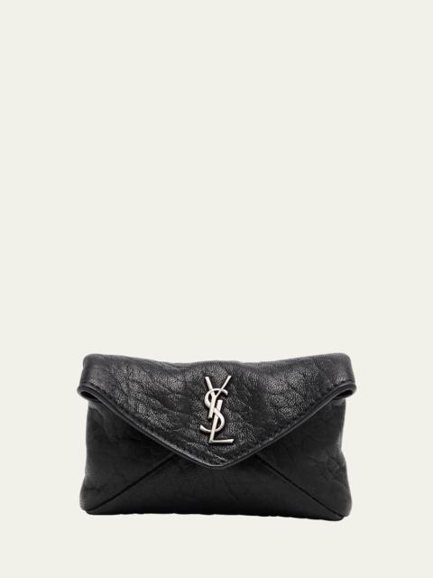 SAINT LAURENT Men's Cassandre YSL Envelope Key Case in Grained Leather