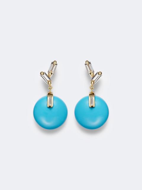 SUZANNE KALAN 18kt gold drop earrings with turquoise and diamonds