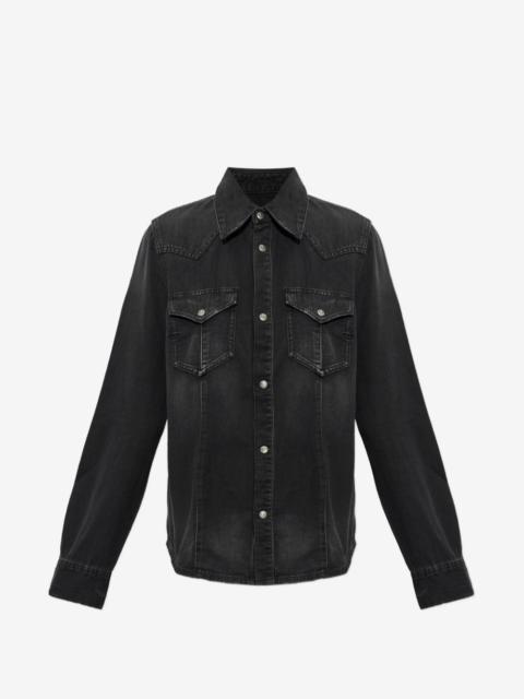 Diesel Western shirt in treated denim