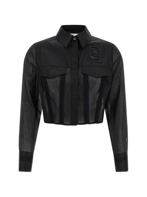 ELISABETTA FRANCHI logo-embroidered cropped shirt
