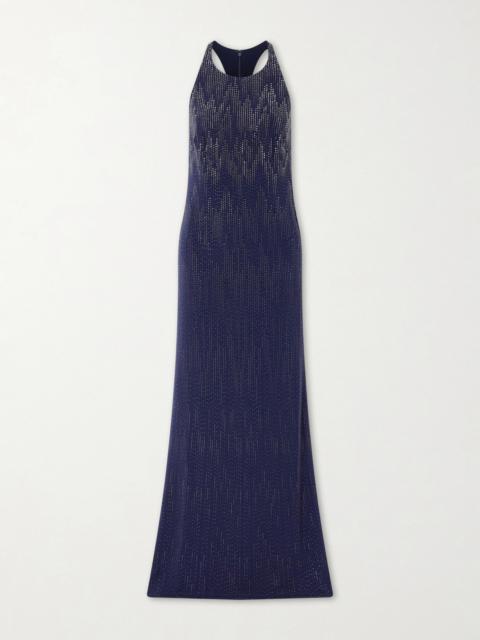 Ralph Lauren Claeton Crystal-embellished Crepe Halterneck Gown