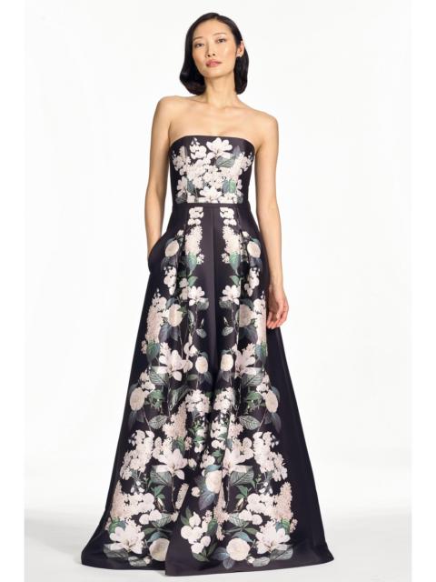 SACHIN & BABI GILLIAN GOWN - INK & IVORY BLOOMS