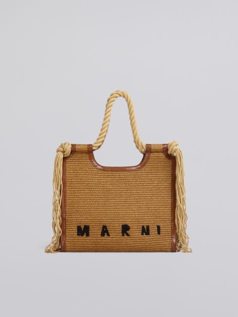 EAST-WEST MATTING SHOPPING BAG WITH FRAYED ROPE HANDLES