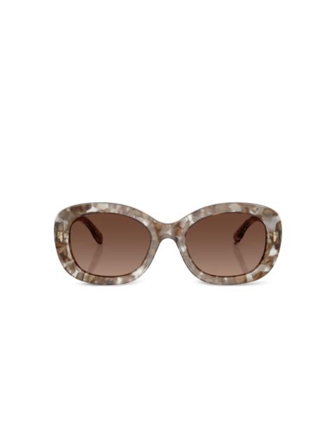 TORY BURCH marble-effect oval-frame sunglasses