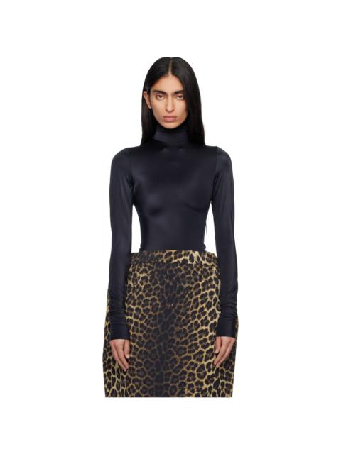 MARIE ADAM-LEENAERDT Black High Neck Body Zip Cover Top