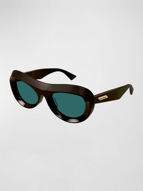 Bottega Veneta Beveled Acetate Oval Sunglasses
