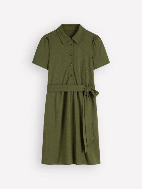 BODEN Patti Short Jersey Shirt Dress-Woodland Green