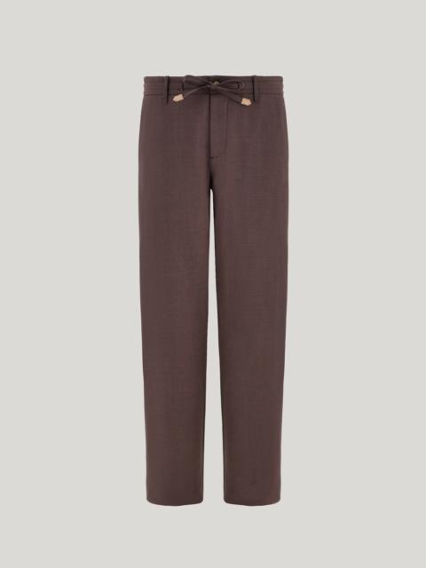 Canali DARK BROWN WASHABLE IMPECCABILE WOOL REGULAR FIT PANTS
