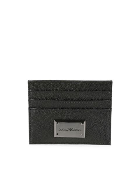 EMPORIO ARMANI logo-plaque pebbled cardholder