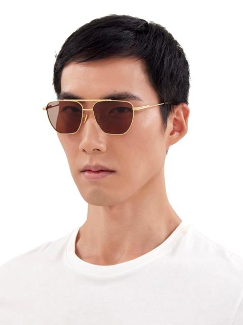 Bottega Veneta Men's Light Ribbon 57MM Metal Navigator Sunglasses - Gold