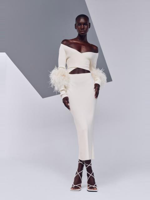 LAPOINTE Crossover Dress With Feathers