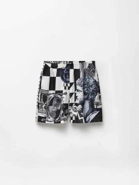 VERSACE Printed Silk Twill Shorts