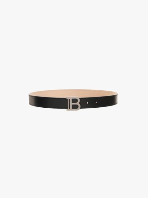 Balmain Smooth khaki leather B-Belt belt