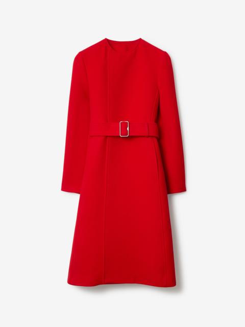 Burberry Wool Twill Collarless Coat