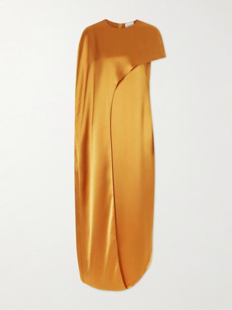 GALVAN Clandestine Cape-effect Asymmetric Satin Gown