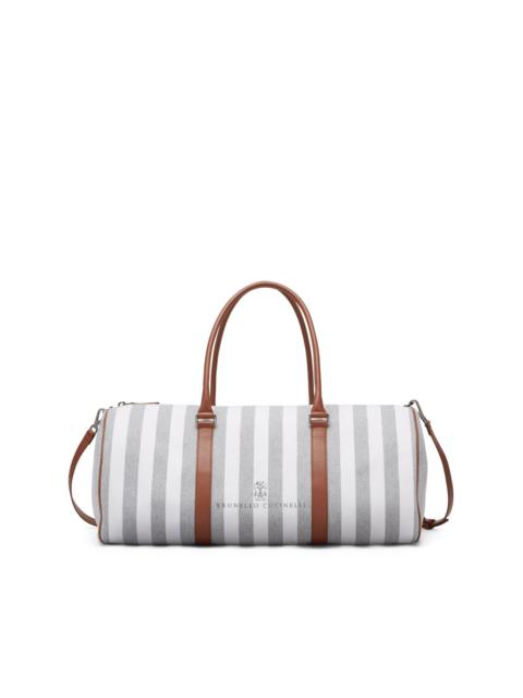 Brunello Cucinelli leather-trim striped tote bag