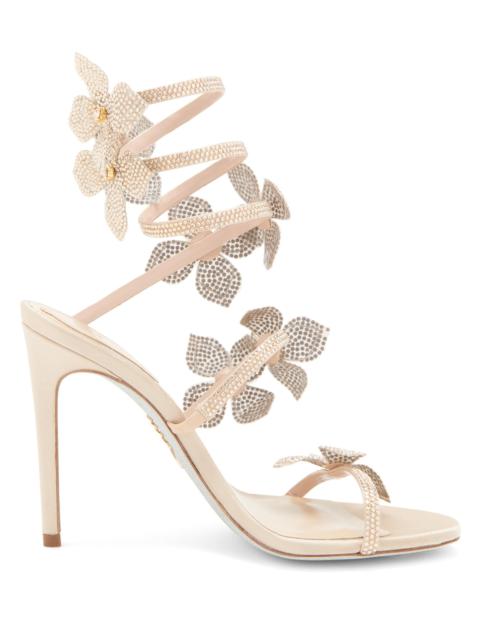 RENE CAOVILLA Women's 100MM Satin Floral High-Heel Sandals - Beige Golden