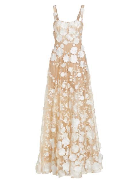 BRONX BANCO Women's Jasmine Embroidered Floral Gown - Cream