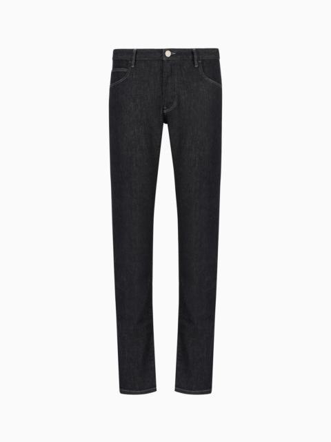 GIORGIO ARMANI Five-pocket, slim-fit, stretch cotton-denim trousers