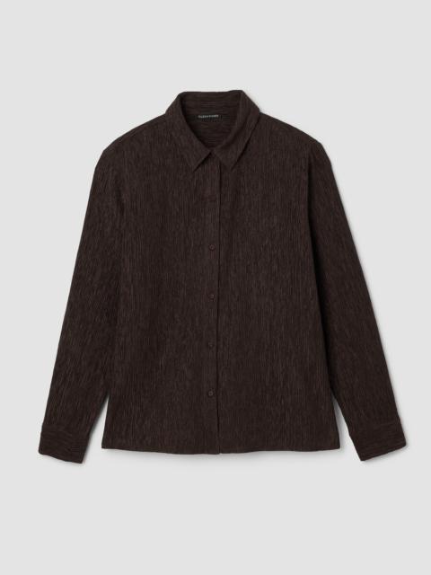 EILEEN FISHER Woven Plissé Classic Collar Shirt