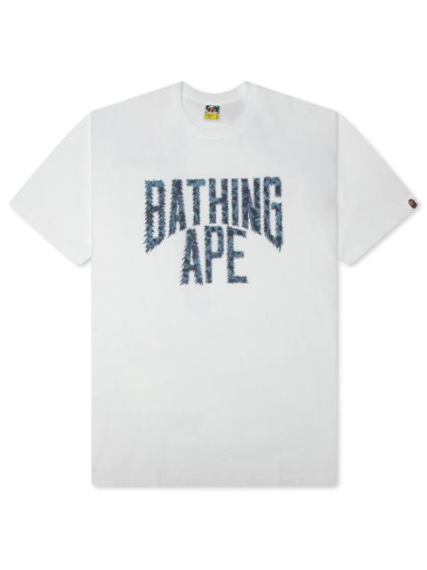 A BATHING APE® WILD LEOPARD PATTERN NYC LOGO TEE - WHITE/NAVY