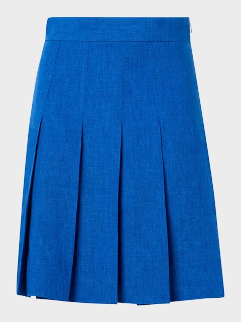 AKRIS Pleated Linen Mini Skirt