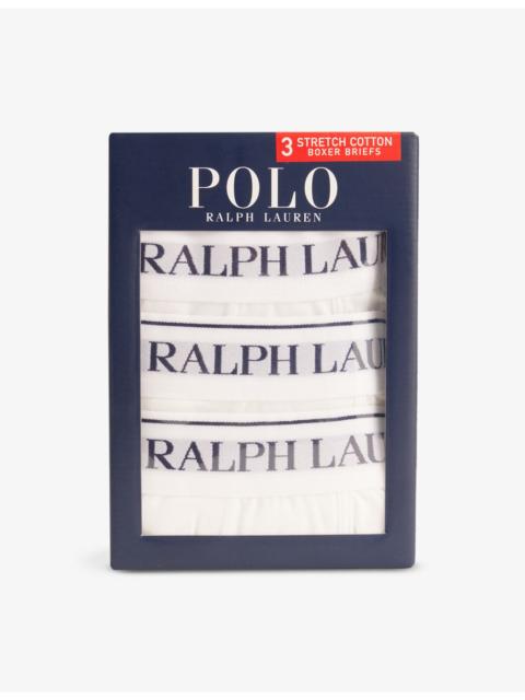 Polo Ralph Lauren Branded-waistband pack of three stretch-cotton briefs