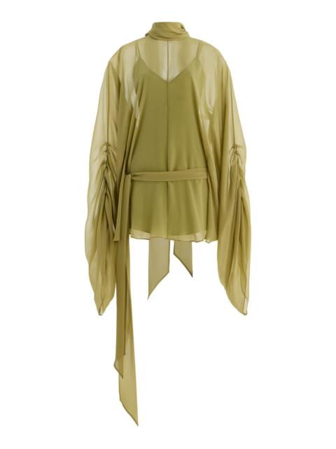 De La Vali Nila Chiffon Mini Dress green