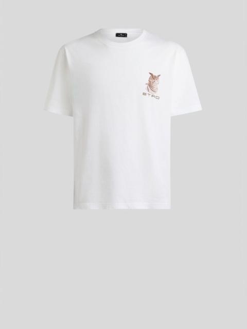 Etro COTTON JERSEY T-SHIRT WITH ETRO EMBROIDERY AND OWL PRINT