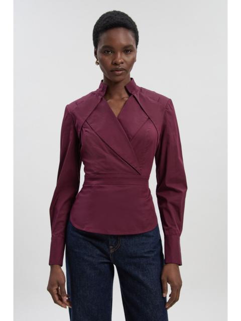 KAREN MILLEN Stretch Cotton Collar Detail Woven Shirt