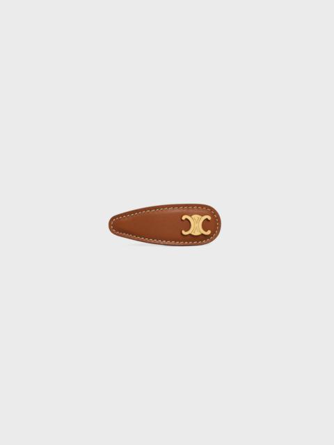 CELINE Triomphe Snap Hair Clip in Brass with Gold Finish, Calfskin and Steel