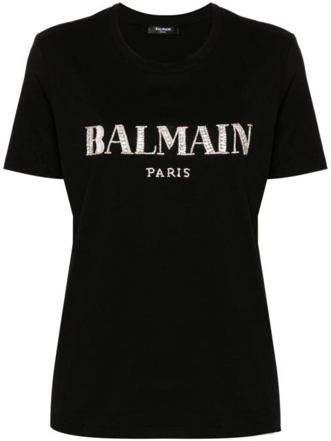 Balmain crystal-logo cotton T-shirt