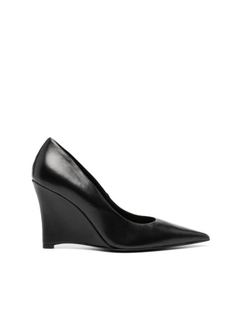 90mm wedge leather pumps