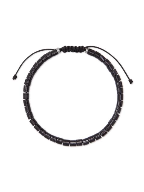 KENDRA SCOTT Grey Oxidized Sterling Silver Corded Bracelet in Black Banded Agate