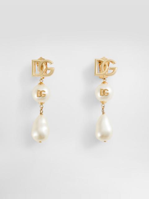 Dolce & Gabbana Drop earrings with teardrop accents, cabochons and DG logo