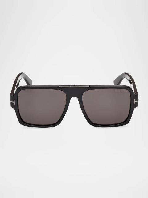 TOM FORD Men's Sean-02 Acetate Flat-Top Sunglasses