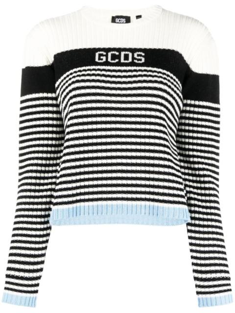 GCDS jacquard-logo striped jumper