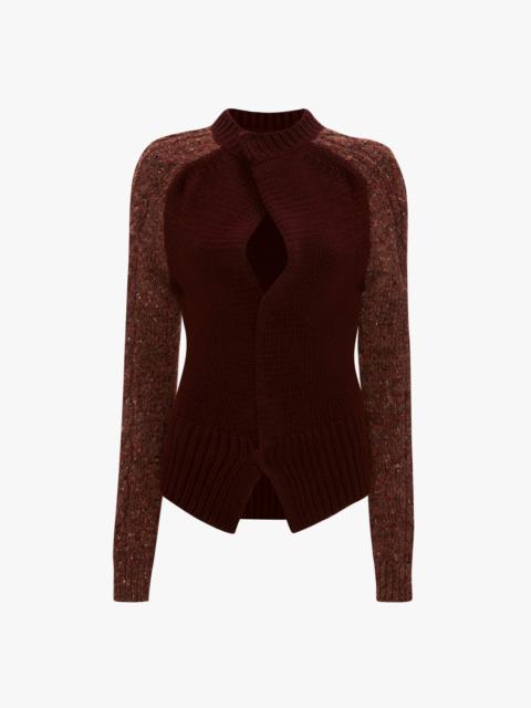 Victoria Beckham Exclusive Contrast Sleeve Cardigan In Rust