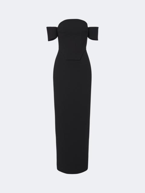 SOLACE LONDON Wymore off-shoulder crêpe gown