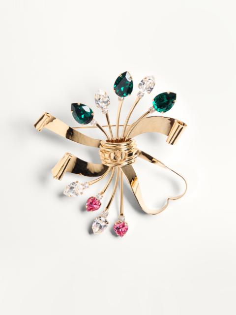 Valentino PAPIER FLORAL BROOCH IN METAL AND SWAROVSKI CRYSTALS ®