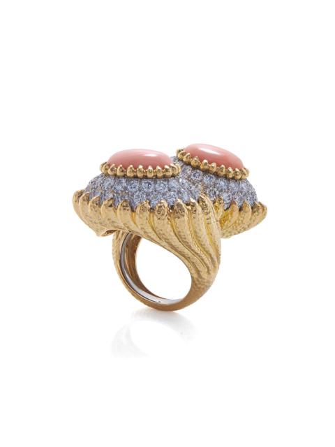 DAVID WEBB Coral Mount Olympus Crossover Ring