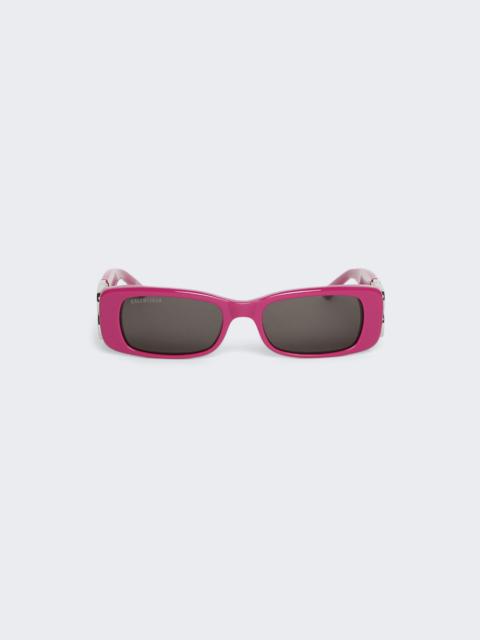 BALENCIAGA Dynasty Rectangle Sunglasses Fuchsia