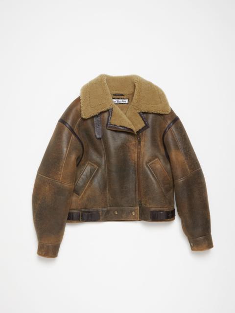 Leather shearling jacket - Brown