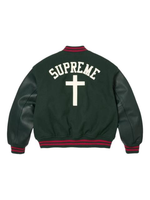 Supreme Supreme SS26 Cross Varsity Jacket 'Dark Green' SUP-SS26-155-GRN