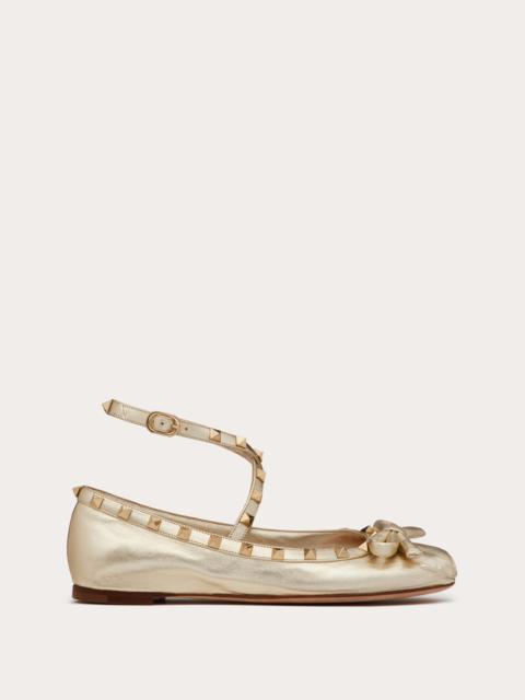 ROCKSTUD LAMINATED NAPPA LEATHER BALLERINA