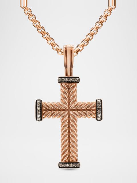 DAVID YURMAN Men's Chevron Cross Enhancer with Diamonds in 18K Rose Gold, 23.5mm