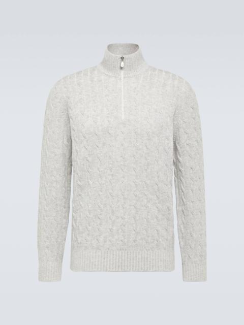 Cable-knit cashmere half-zip sweater