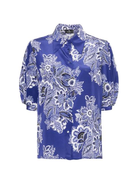 floral-print silk shirt