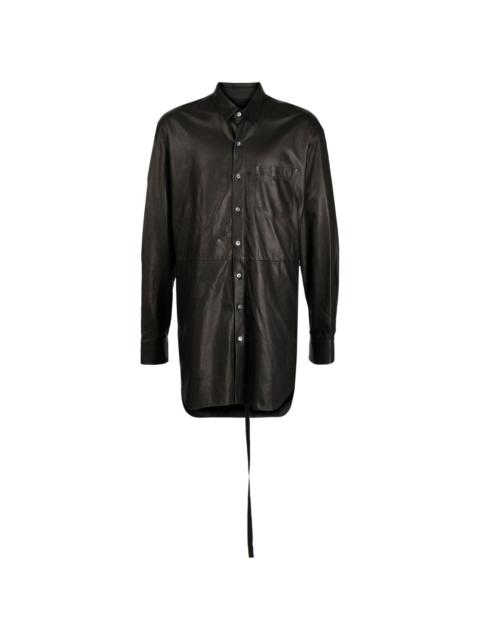 long-sleeve buttoned leather shirt